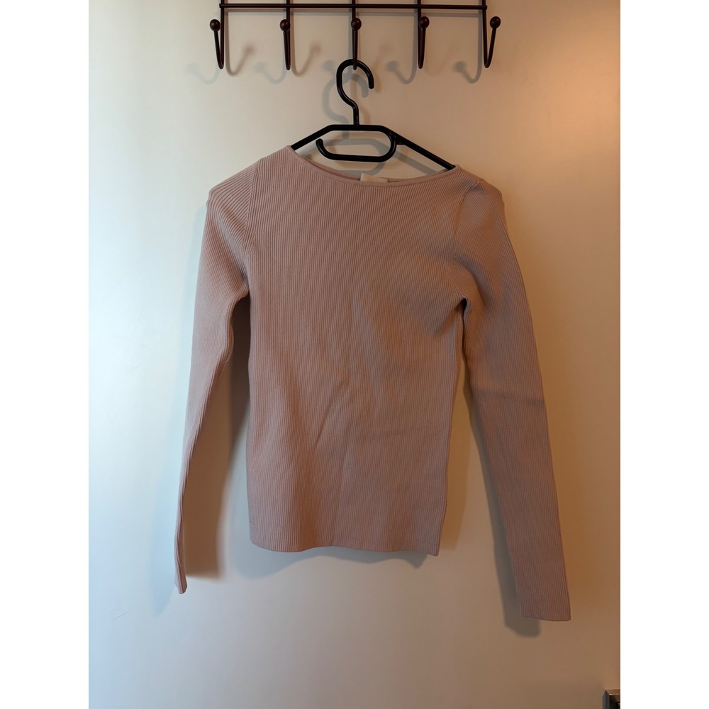 Aritzia Wilfred Ribbed Long Sleeve Boat Neck Top Pink Mauve Small